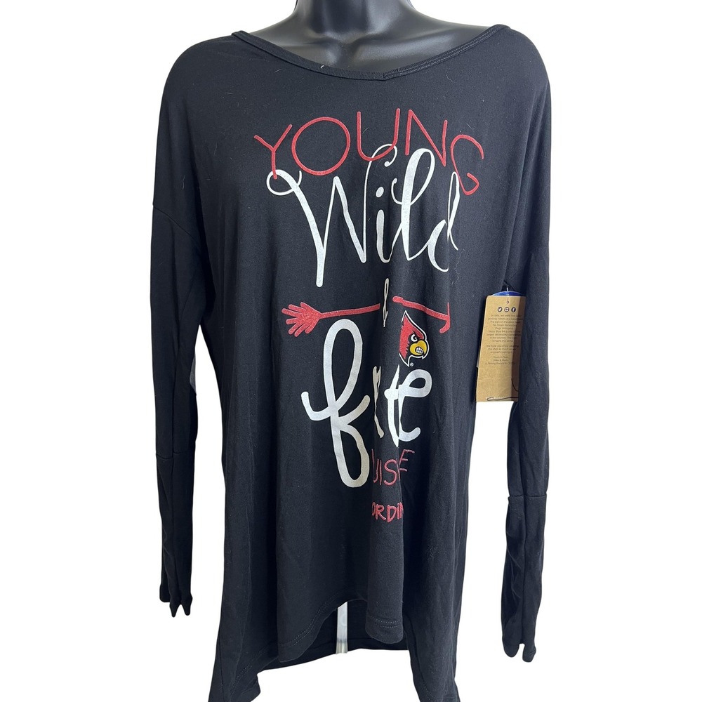 Louisville Cardinals Shirt Womens Large NCAA Basketball Blue 84‎ Long Sleeve